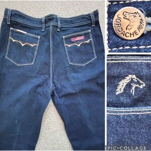 Jordache USA 80's Horse Head Dark Wash Denim Jeans 34x31 Embroidered Bootcut